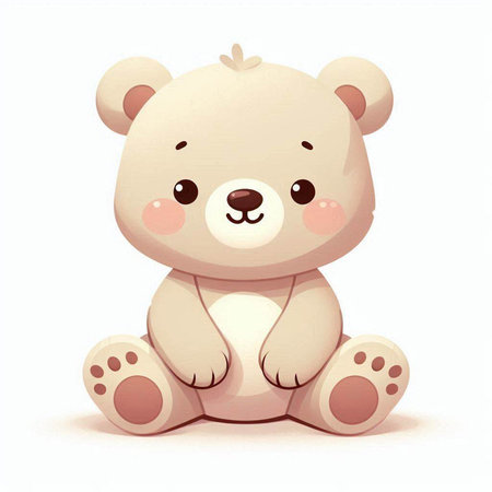 Cute cartoon teddy bear sitting on white background. Vector illustration.のイラスト素材