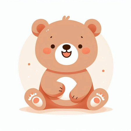 Cute teddy bear sitting on a white background. Vector illustration.のイラスト素材