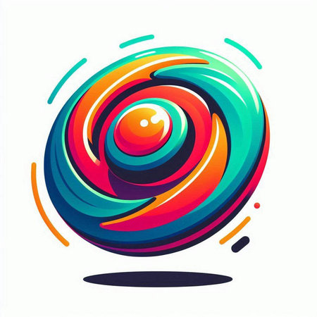 abstract colorful vector design element with sphere and swirls in rainbow colorsのイラスト素材