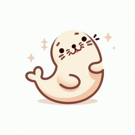 Cute seal on white background. Cute cartoon vector illustration.のイラスト素材