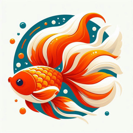 Goldfish in the sea. Vector illustration on a white background.のイラスト素材