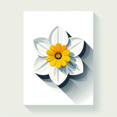 Flower card with white daffodil. Vector illustration.のイラスト素材