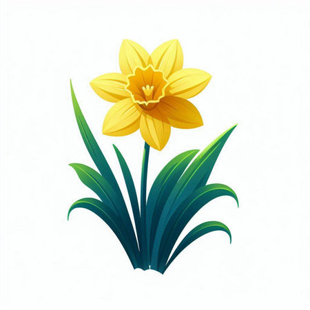 Daffodil flower isolated on white background. Vector illustration.のイラスト素材