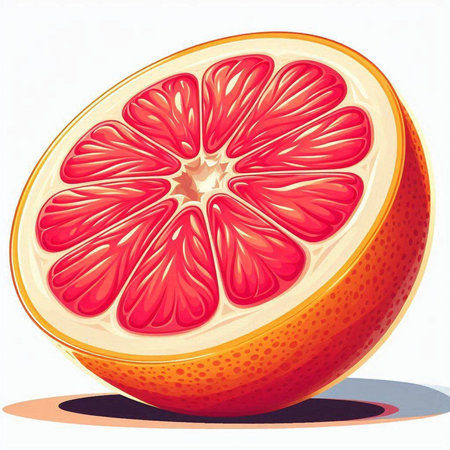 Vector illustration of a slice of grapefruit on a white background.のイラスト素材