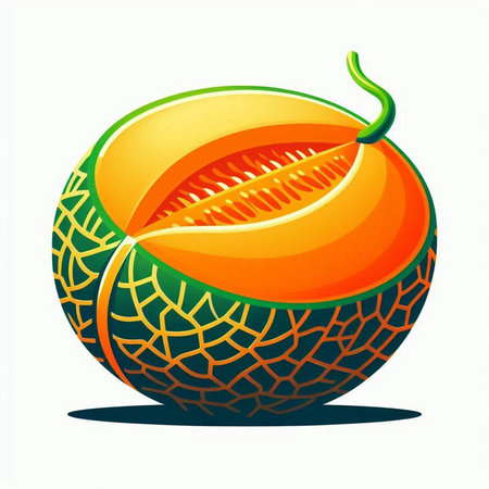 Melon on a white background. Vector illustration of melon.のイラスト素材