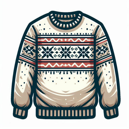 Knitted sweater with a pattern on a white background. Vector illustrationのイラスト素材
