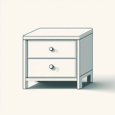 Illustration of a white chest of drawers on a white backgroundのイラスト素材