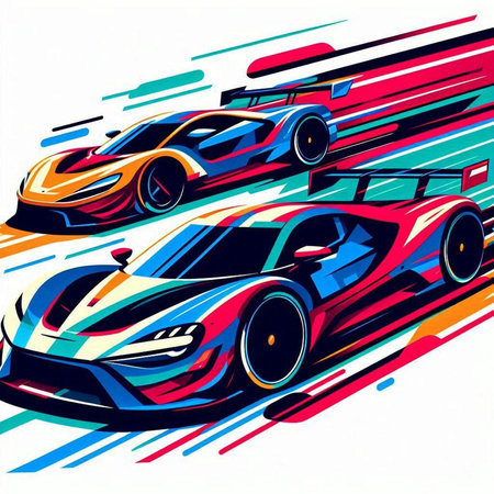 Futuristic sports cars. Vector illustration in a flat style.のイラスト素材