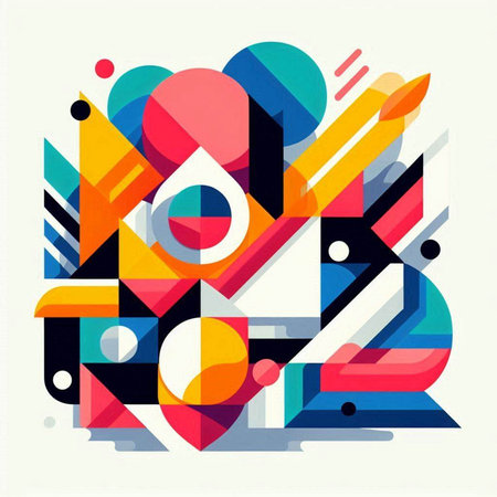 Abstract geometric composition with colorful shapes and lines. Vector illustration. Eps 10のイラスト素材