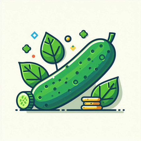 Cucumber vector illustration. Cucumber flat color icon.のイラスト素材