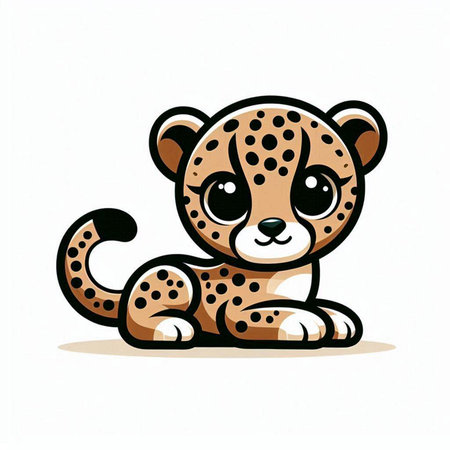 Cute cartoon cheetah isolated on white background. Vector illustration.のイラスト素材