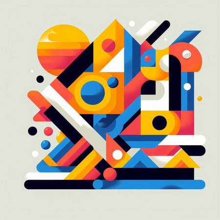 Colorful abstract background with geometric shapes and lines. Vector illustration.のイラスト素材