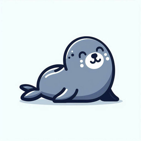 Cute cartoon seal on white background. Vector illustration of a seal.のイラスト素材