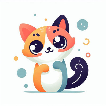 Cute cat vector illustration. Cute cartoon kawaii animal.のイラスト素材