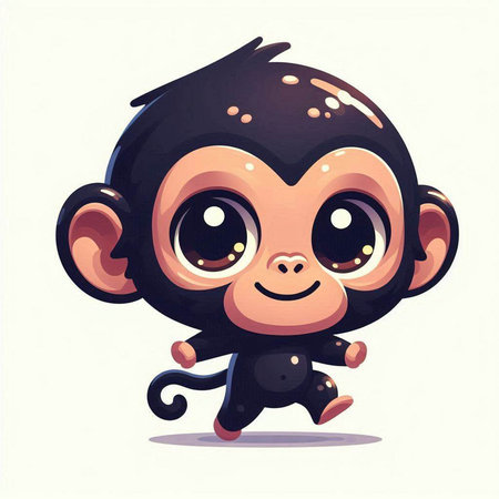 Cute cartoon monkey. Vector illustration isolated on a white background.のイラスト素材