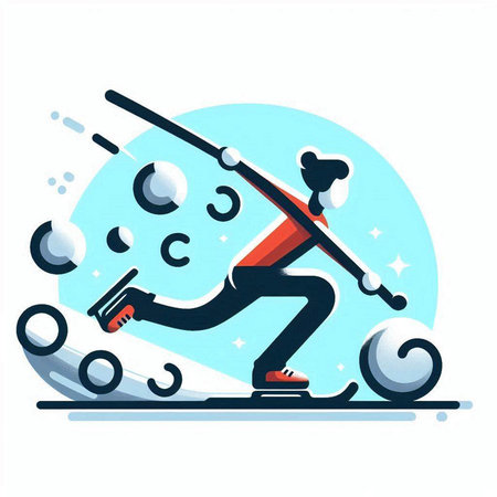 Snowboarder riding on skis. Winter sport vector illustration.のイラスト素材