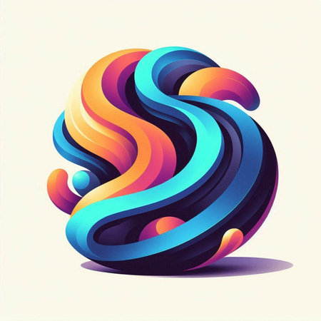 abstract 3d blue and orange waves on white background, vector illustrationのイラスト素材