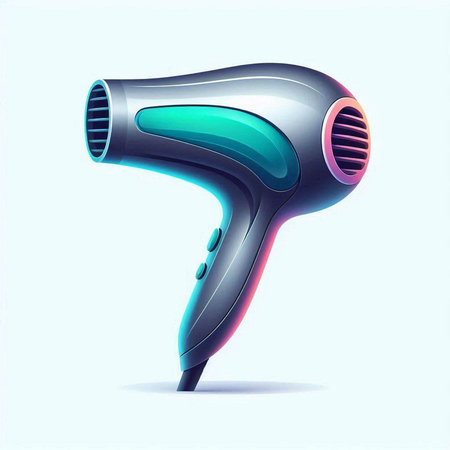 Hair dryer on a light blue background. Vector illustration.のイラスト素材