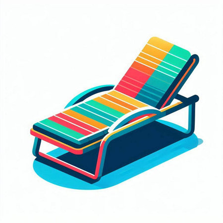 Isometric deck chair isolated on white background. 3d vector illustration.のイラスト素材