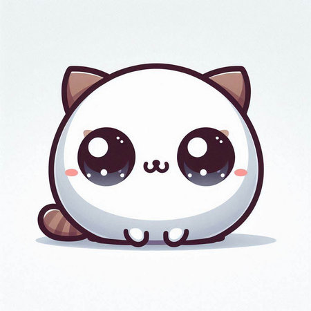 Cute cartoon cat isolated on a white background. Vector illustration.のイラスト素材