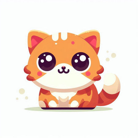 Cute cartoon cat. Vector illustration in a flat style on a white background.のイラスト素材