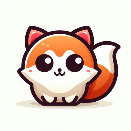 Cute cartoon fox. Vector illustration isolated on a white background.のイラスト素材