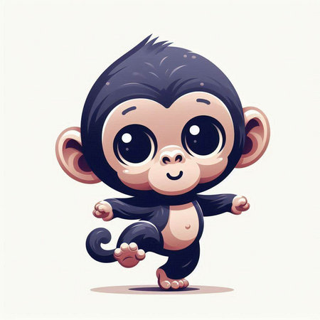 Cute cartoon monkey on white background. Vector illustration for your designのイラスト素材