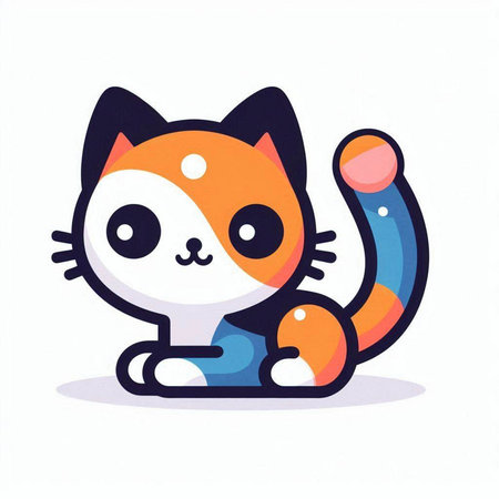 Cute cartoon cat. Vector illustration isolated on a white background.のイラスト素材