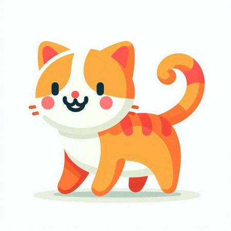 Cute cartoon cat. Vector illustration isolated on a white background.のイラスト素材