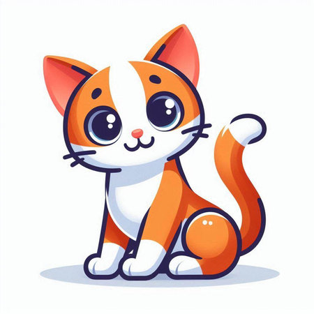 Cute cartoon cat isolated on white background. Vector stock illustration.のイラスト素材