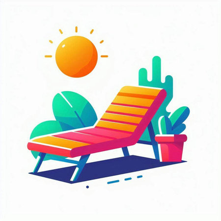 Beach chair vector illustration. Summer vacation concept. Flat style design.のイラスト素材