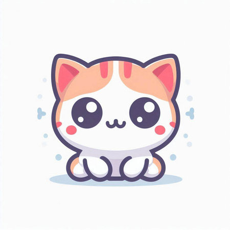 Cute kawaii cat. Cartoon character. Vector illustration.のイラスト素材