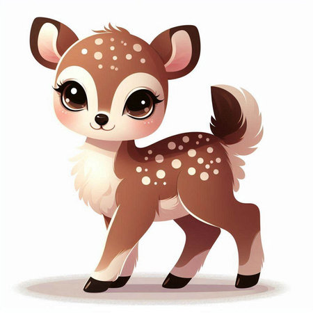 Cute baby deer on a white background. Cartoon vector illustration.のイラスト素材