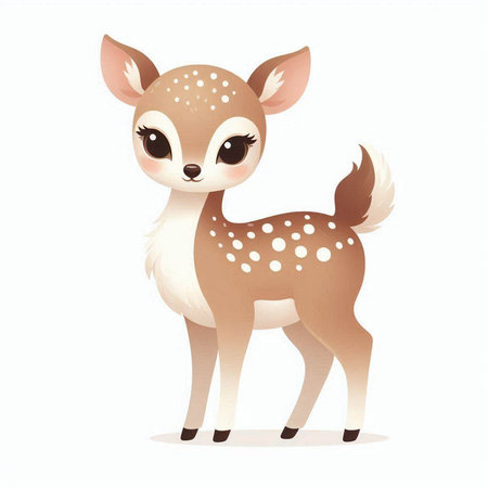 Cute little deer isolated on a white background. Vector illustration.のイラスト素材