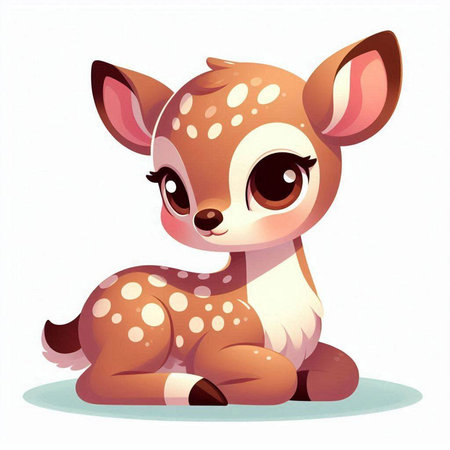 Cute little baby deer. Vector cartoon illustration isolated on white background.のイラスト素材