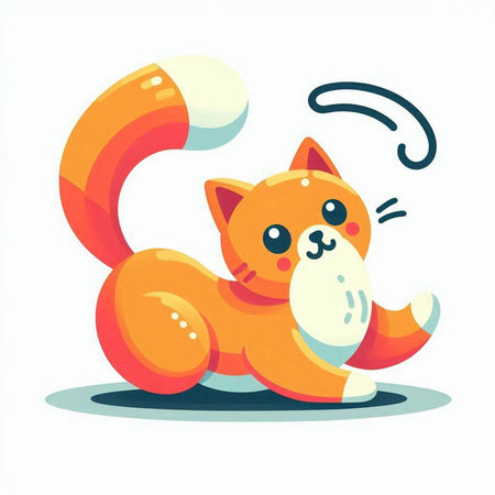 Cute cartoon cat with a Christmas candy cane. Vector illustration.のイラスト素材