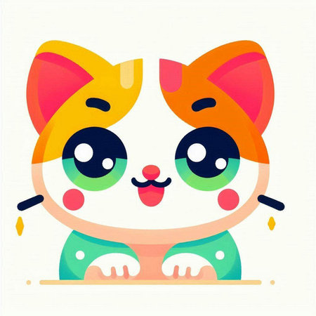 Cute kawaii cat with eyes and mouth. Vector illustration.のイラスト素材