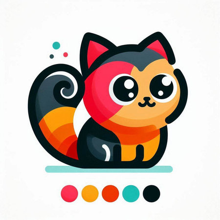 Cute cartoon cat. Colorful vector illustration in flat style.のイラスト素材