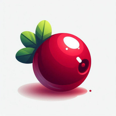 Cranberry with leaves on a white background. Vector illustration.のイラスト素材