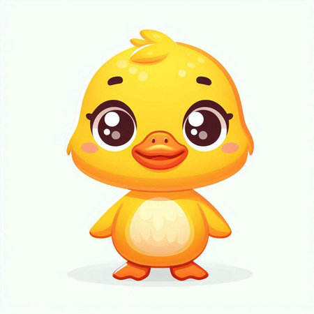 Cute cartoon baby duckling. Vector illustration isolated on white background.のイラスト素材