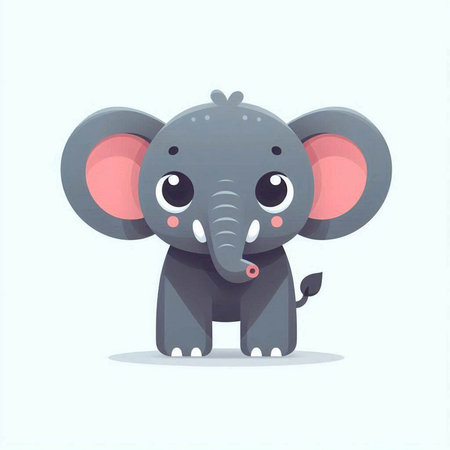Cute cartoon elephant. Vector illustration in a flat cartoon style.のイラスト素材