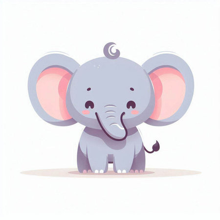 Cute cartoon elephant. Vector illustration isolated on a white background.のイラスト素材
