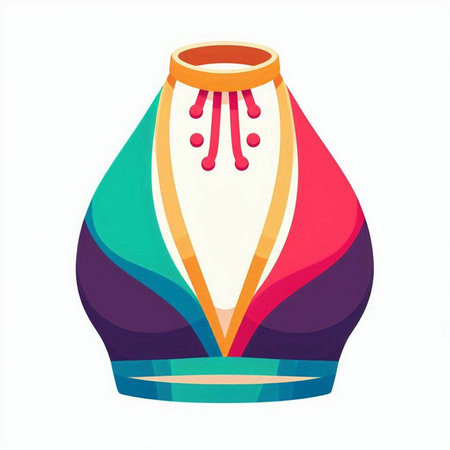 Illustration of a colorful vase isolated on a white background.のイラスト素材