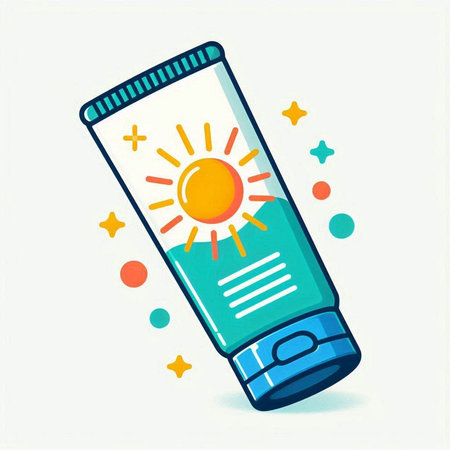 Sunscreen in tube. Sun protection concept. Vector illustration in flat style.のイラスト素材