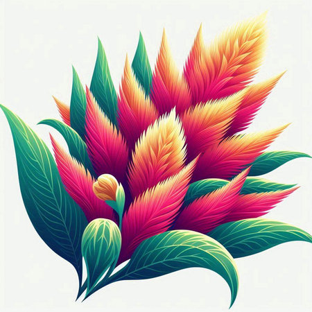 Vector illustration of a beautiful bouquet of red and yellow flowers.のイラスト素材