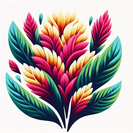 Illustration of a beautiful tropical flower isolated on a white background.のイラスト素材