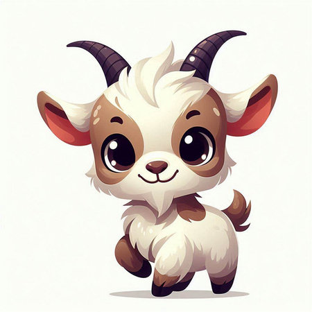 Cute cartoon goat on white background. Vector illustration for your designのイラスト素材