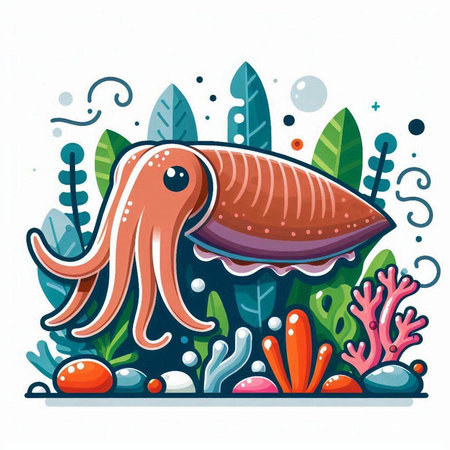 Octopus in the sea. Vector illustration of a sea animal.のイラスト素材