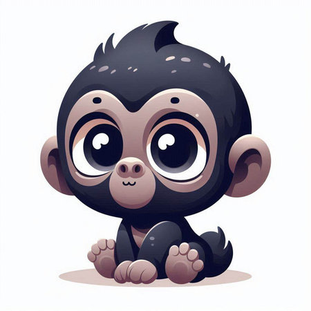 Cute cartoon monkey. Vector illustration isolated on a white background.のイラスト素材