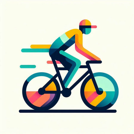 Cyclist colorful vector icon, isolated on white background. Flat style.のイラスト素材